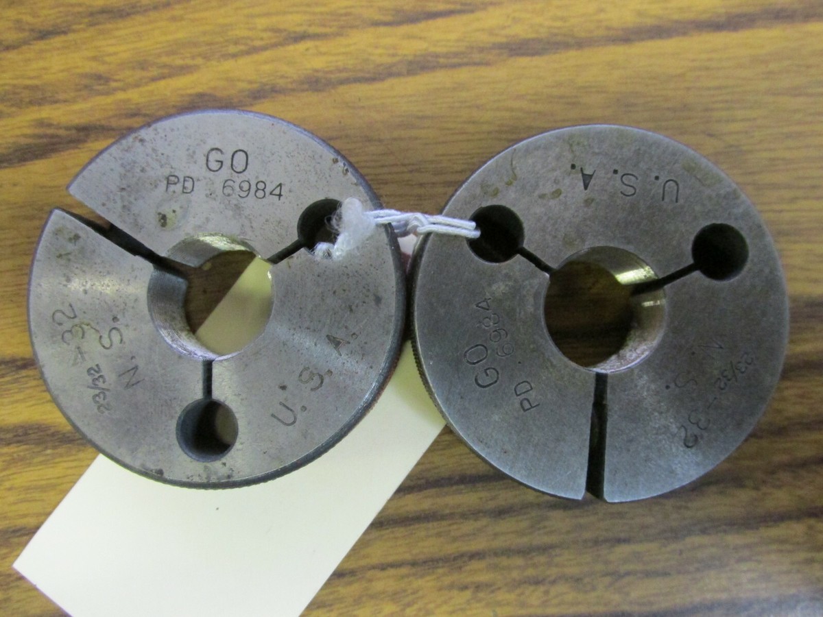 Go and No Go Thread Ring Gage Set 23/32
