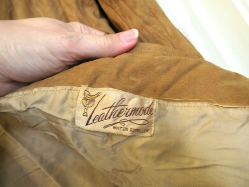 Leathermode brown leather jacket, c. 1970s disco era, 38" chest - Picture 11 of 12