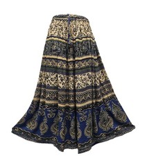 Women’s Rayon Maxi Skirt Boho Floral Paisley Print Elastic Waist S M L XL