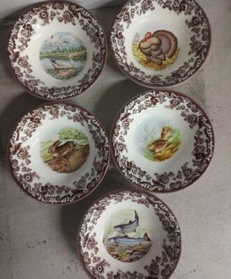 Spode woodland set of FIVE  Ascot  bowls- 5 designs Land/sea/air