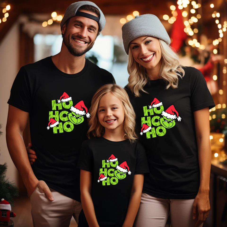 SAUTE STYLES Ho Ho Ho Grinch Santa Xmas T-Shirt Funny Holiday Christmas Shirt Unisex Tee Gift