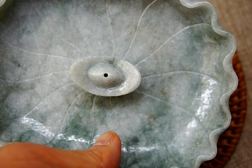 Certified Natural A Gray Jade jadeite Lotus Statue Display 2227 - Picture 5 of 11