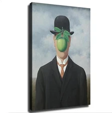 The Son of Man by René Magritte Poster Canvas Painting Wall Art