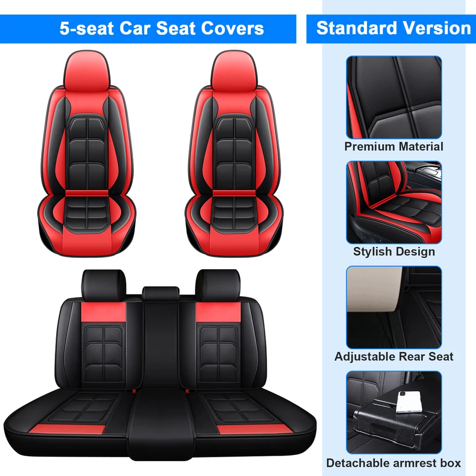 For Kia Soul Seltos 2003-2026 PU Leather Car 5 Seat Covers Front & Rear Cushion Foto 3 de 4