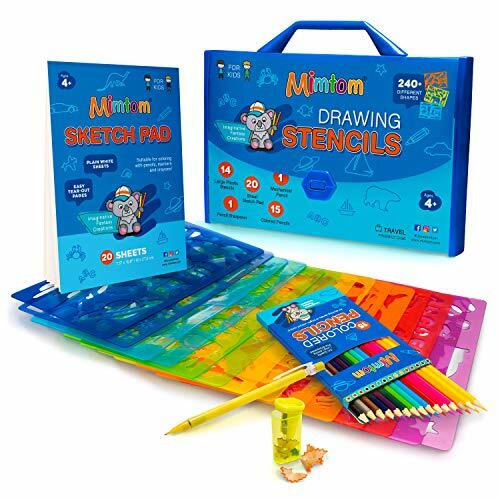 Mimtom Stencil per Bambini Grandi e Piccoli | Set da Disegno Valigetta (N4W)