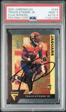 2021 Panini Chronicles Flux Football #FX8 Travis Etienne Jr. RC Jaguars PSA 9