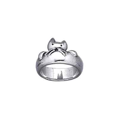 Großer Schnurrhaare Katze Ring 925 Sterling Silber feines Kätzchen Tier Geist Schmuck