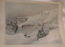 ANTIKER DRUCK NACH AQUARELL  Fritz Brauner 1942 21. Ab geht die Post Wehrmacht