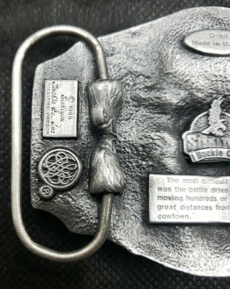 Vtg 1988 Siskiyou Buckle Co. Western Cattle Drive 3D Pewter Vtg 1988 Siskiyou Buckle Co. Western Cattle Drive 3D Pewter