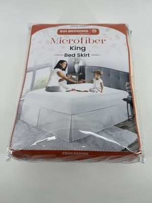SGI Bedding King Bed Skirt 12  Drop Platform Style Microfiber Ivory Split Corner