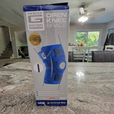 Neo G Open Knee Brace Universal Size Blue Adjustable Compression Support New