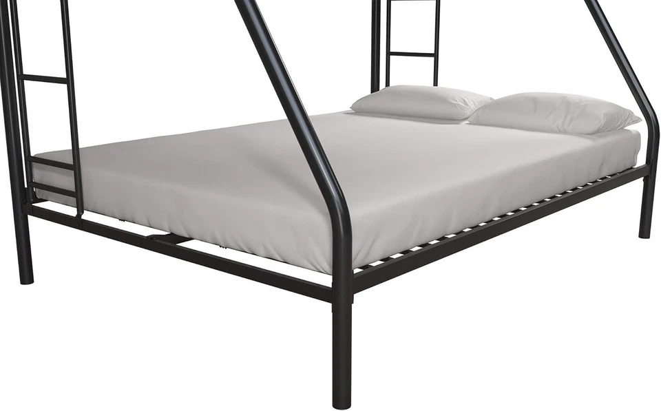 Пыльная двухъярусная кровать DHP двойной/полностью черный металлический каркас с лестницей - прочная детская комната - Изображение 3 из 4