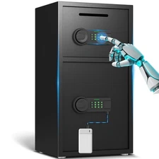 6.3 Cub Home Safe Box with Jewelry Drawer & Hooks, Dual Alarm & Mute Function