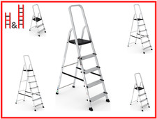 Premium stabile Stufenstehleiter Haushaltsleiter Klappleiter TÜV-EN Alu 150kg