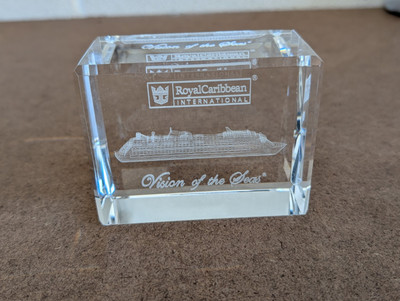 Royal Caribbean Vision of the Seas Laser Etched 3D Crystal Block Paperweight