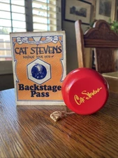 Rare Cat Stevens Majikat Tour 1976 Satin Backstage Pass (Unused) + Izitso Yo-Yo