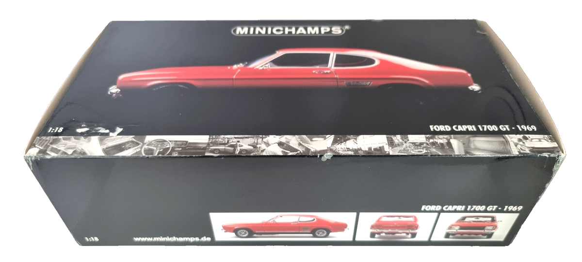 Minichamps 1/18 Scale Ford Capri GT Red 1969 Diecast Model Car
