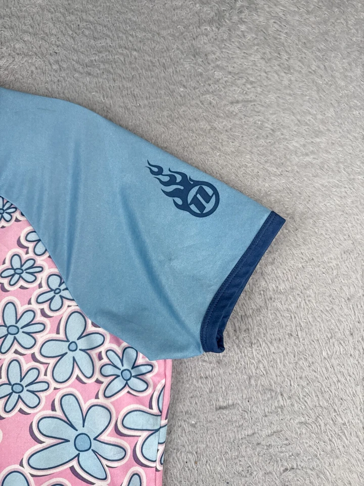 REI Cycling Jersey Women Medium Pink Blue Floral 1/2 Zip Polyester Pockets - Изображение 2 из 4