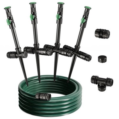 Flexible Sprinkler System, above Ground DIY Irrigation Kit, Multi-Adjustable Law