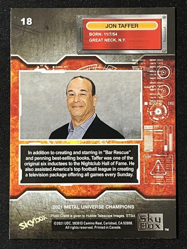 2021 SkyBox Metal Universe Champions #18 Jon Taffer - Picture 2 of 2
