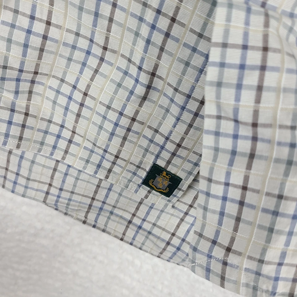 Camisa de vestir Robert Talbott para hombre XL azul gris cuadros 100 % algodón abotonada Foto 4 de 4