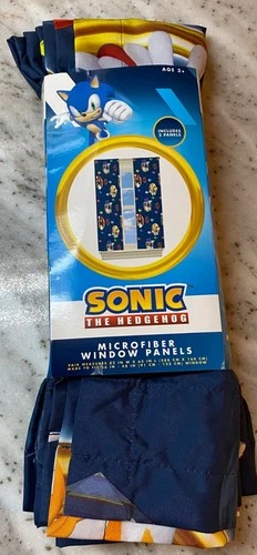 2- NEW Sega Sonic The Hedgehog Microfiber Window Panel Curtain 82"W X 63"L