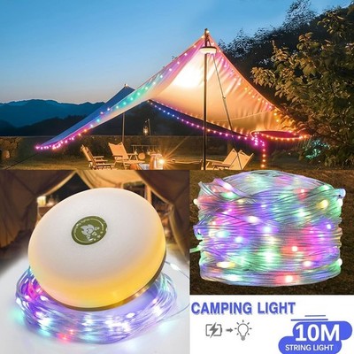 LED Camping Light Portable USB Rechargeable 33FT Tent Waterproof Decor Lamp