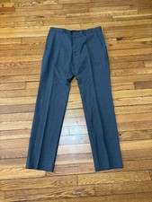 Hugo Boss Mens Dress Pants Sz 34x32 Gray Solid Wool Flat Front Trousers Slacks