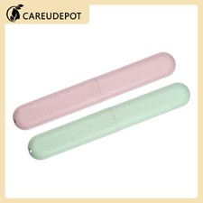 2Pcs Traveling Toothbrush Box Holders Case PP Green Pink 8.07''x1.22''x0.83''