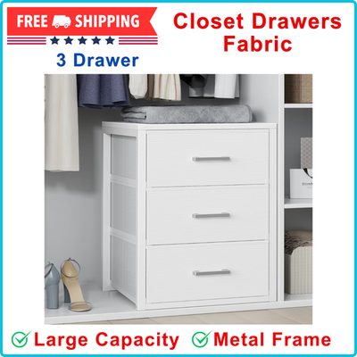 Closet Drawers White Fabric 3 Drawer Small Dresser For Closet Organizers  White | eBay