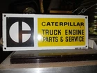 VINTAGE CATERPILLAR PORCELAIN SIGN OLD 8.5" DIESEL ENGINE FARM TRACTOR SERVICE