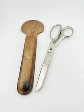 Vintage Foremost Italy Forged Steel Scissors In Leather Sheath Made In Germany