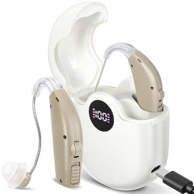 New Hearing Aids Bluetooth Enabled Rechargeable Noise Canceling Pair New