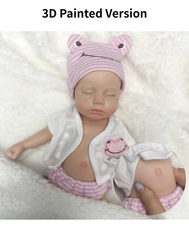 13 Inch Full Body Soft Silicone Bebe Reborn Doll Handmade 3D Painted Skin - Image 3 of 4