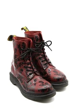 DR MARTENS Cassidy Skull Pattern Womens Boots Size 10 Burgundy