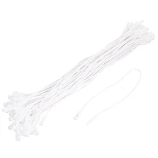 Wax Rope Hang Tag String Snap Lock Price Fastener Ties White 7.8 Inch 100pcs