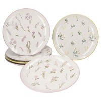 Jardin 6Er Set Kuchenteller Keramik Ø21Cm Blumen Gelb Lila Rosa Dessertteller