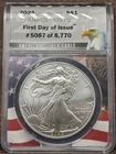 2025 Silver Eagle ANACS MS70 First Day of Issue #5087 of 8770
