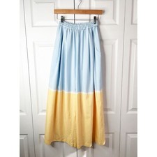 TOME Collective Karate Blue Yellow Watercolor Wide Leg Pants Women's Size 4