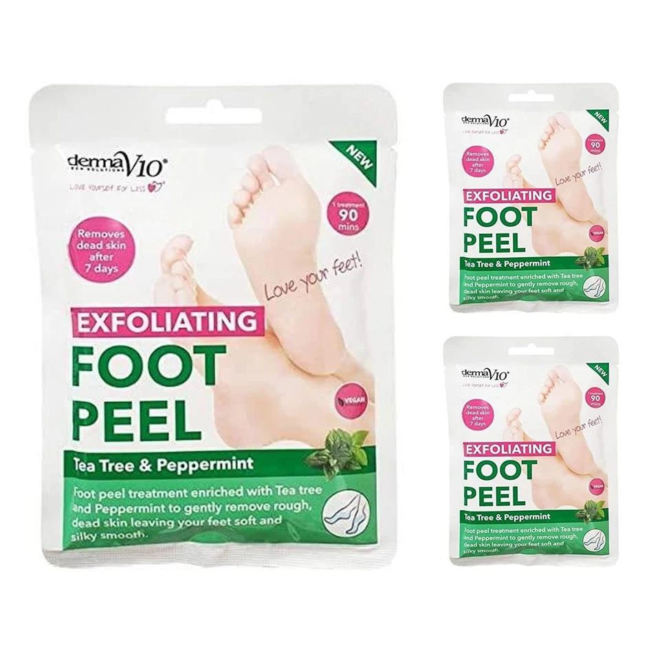 3 / 6 / 12 Derma V10 Exfoliating Foot Peel Sock Mask Soft Feet Removes Dead Skin