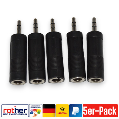 Audio-Adapter, Köpfhörer Klinke 3,5mm-Stecker > Klinke 6,35mm-Buchse im 5er-Pack