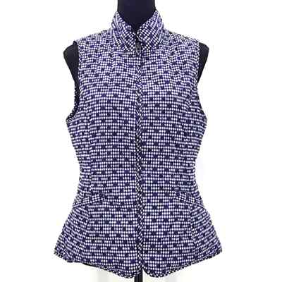 Talbots Gingham Polka Dot Quilted Puffy Zip Up Vest Women's Small