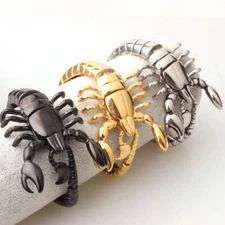 Fashion 316L Stainless Steel Silver Gold Black 3D Scorpion Bracelet Gift For Men