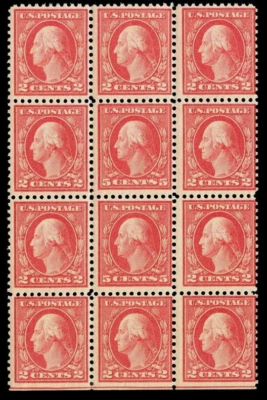 US #505; 5¢ WASHINGTON (ERROR), DOUBLE ERROR IN A BLOCK OF 12, CV $1,200 - Image 1 of 2