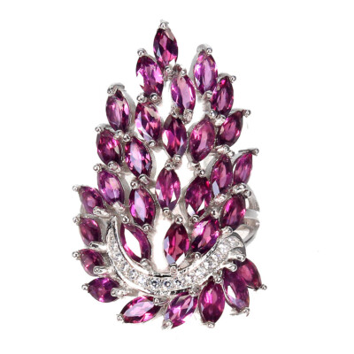 Valentine 925 Silver Ring Marquise Rhodolite Garnet Natural Gemstone jewelry 8.5