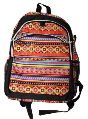 F.A.B. Kids' Aztec Geometric Fair Isle Graphic Black Multi School Backpack