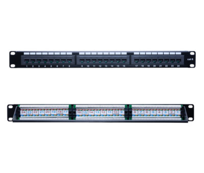 Cat6 UTP Patch Panel 24 Ports 110Type RJ45 Ethernet LAN Network Rack Wall Mount