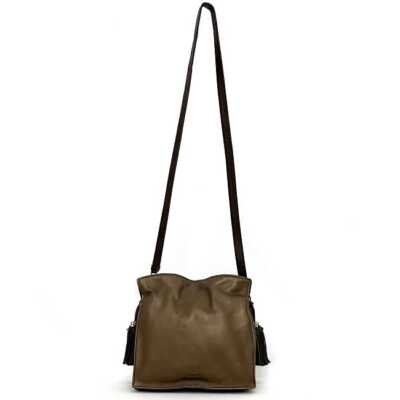 LOEWE Shoulder Bag Flamenco 22 Brown Silver 380.85EE17 Good 