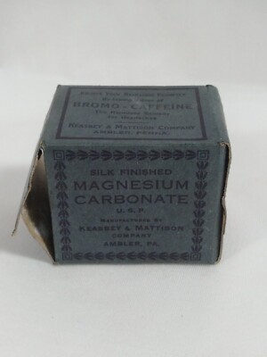Vintage Antique Keasbey & Mattison Magnesium Bromo-Caffiene Box Old Medicine 