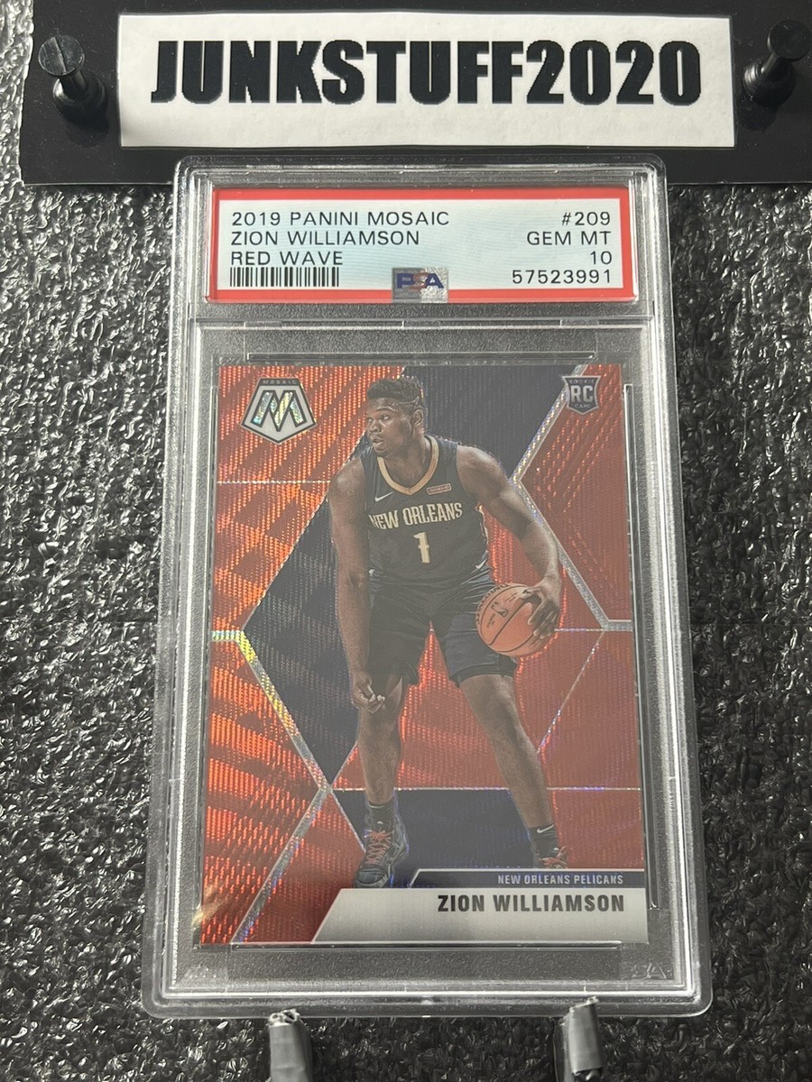 2019-20 Panini Mosaic Zion Williamson Psa 10 Red Wave Prizm #209